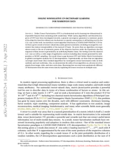 Online nonnegative CP-dictionary learning for Markovian data