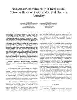Analysis of Generalizability of Deep Neural Networks Based on the
  Complexity of Decision Boundary