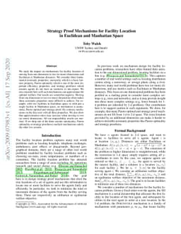 Strategy Proof Mechanisms for Facility Location in Euclidean and
  Manhattan Space