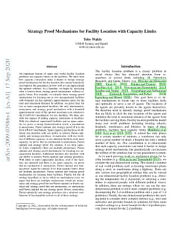 Strategy Proof Mechanisms for Facility Location with Capacity Limits