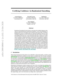 Certifying Confidence via Randomized Smoothing