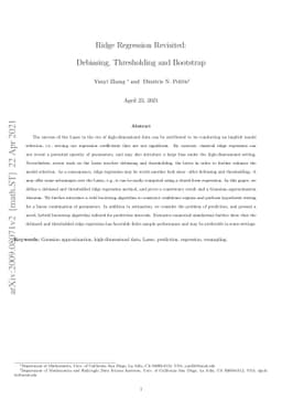 Ridge Regression Revisited: Debiasing, Thresholding and Bootstrap