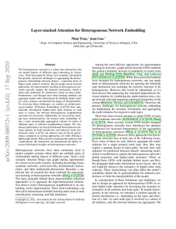 Layer-stacked Attention for Heterogeneous Network Embedding