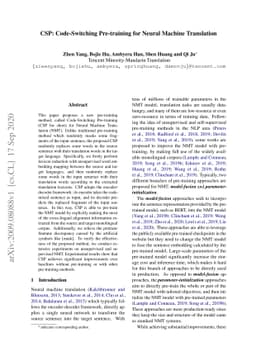 Code-switching pre-training for neural machine translation
