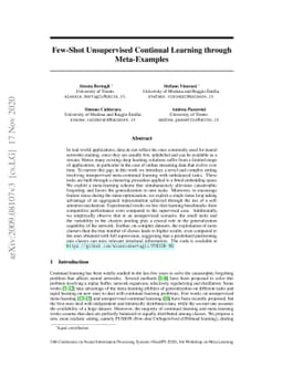 Few-Shot Unsupervised Continual Learning through Meta-Examples