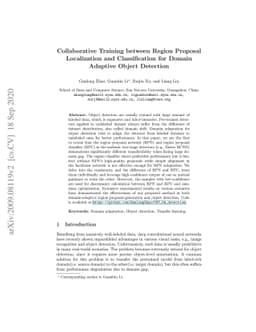 Collaborative Training between Region Proposal Localization and
  Classification for Domain Adaptive Object Detection