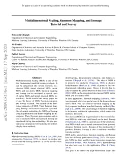 Multidimensional Scaling, Sammon Mapping, and Isomap: Tutorial and
  Survey