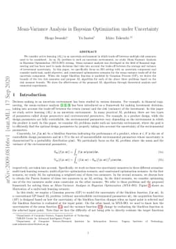 Mean-Variance Analysis in Bayesian Optimization under Uncertainty