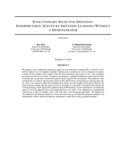 Evolutionary Selective Imitation: Interpretable Agents by Imitation
  Learning Without a Demonstrator