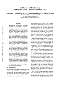 Self-Supervised Meta-Learning for Few-Shot Natural Language
  Classification Tasks