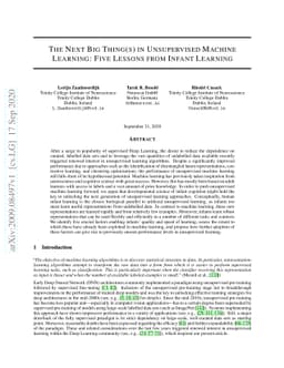 The Next Big Thing(s) in Unsupervised Machine Learning: Five Lessons
  from Infant Learning