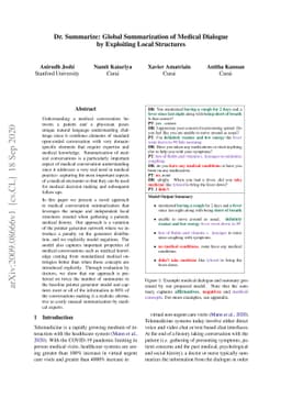 Dr. Summarize: Global Summarization of Medical Dialogue by Exploiting
  Local Structures