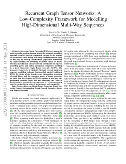 Recurrent Graph Tensor Networks: A Low-Complexity Framework for
  Modelling High-Dimensional Multi-Way Sequence
