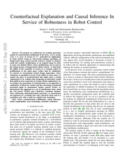 Counterfactual Explanation and Causal Inference in Service of Robustness
  in Robot Control