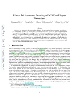 Private Reinforcement Learning with PAC and Regret Guarantees