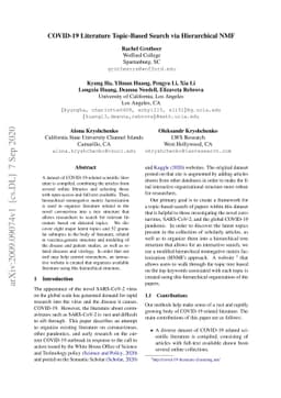 COVID-19 Literature Topic-Based Search via Hierarchical NMF
