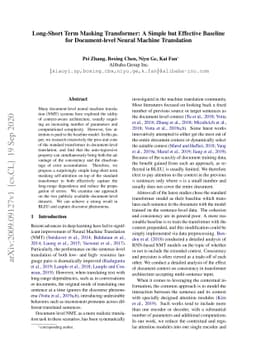 Long-Short Term Masking Transformer: A Simple but Effective Baseline for
  Document-level Neural Machine Translation