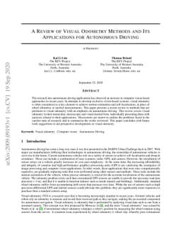 A Review of Visual Odometry Methods and Its Applications for Autonomous
  Driving