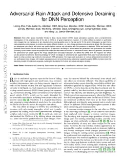 Adversarial Rain Attack and Defensive Deraining for DNN Perception