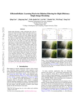 EfficientDeRain: Learning Pixel-wise Dilation Filtering for
  High-Efficiency Single-Image Deraining