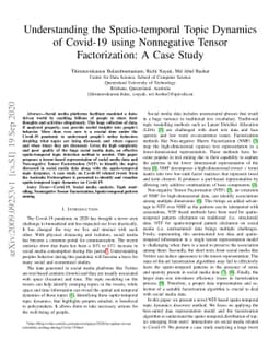 Understanding the Spatio-temporal Topic Dynamics of Covid-19 using
  Nonnegative Tensor Factorization: A Case Study