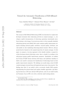 Toward the Automatic Classification of Self-Affirmed Refactoring