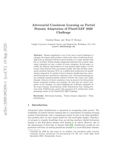 Adversarial Consistent Learning on Partial Domain Adaptation of
  PlantCLEF 2020 Challenge