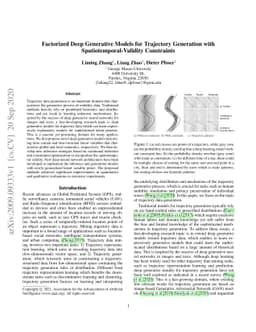 Factorized Deep Generative Models for Trajectory Generation with
  Spatiotemporal-Validity Constraints