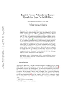 Implicit Feature Networks for Texture Completion from Partial 3D Data