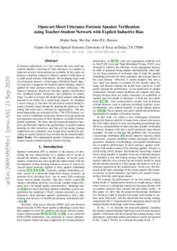Open-set Short Utterance Forensic Speaker Verification using
  Teacher-Student Network with Explicit Inductive Bias