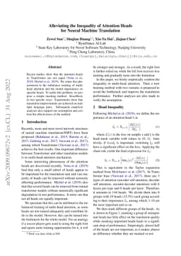 Alleviating the Inequality of Attention Heads for Neural Machine
  Translation