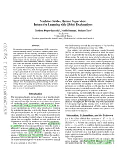 Machine Guides, Human Supervises: Interactive Learning with Global
  Explanations