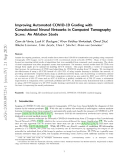 Improving Automated COVID-19 Grading with Convolutional Neural Networks
  in Computed Tomography Scans: An Ablation Study