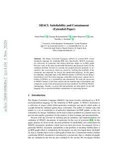 SHACL Satisfiability and Containment (Extended Paper)