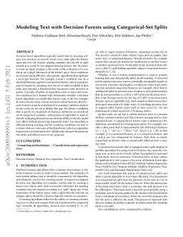 Modeling Text with Decision Forests using Categorical-Set Splits