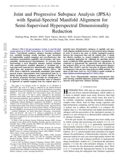 Joint and Progressive Subspace Analysis (JPSA) with Spatial-Spectral
  Manifold Alignment for Semi-Supervised Hyperspectral Dimensionality Reduction