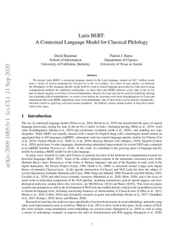 Latin BERT: A Contextual Language Model for Classical Philology