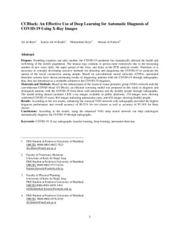 CCBlock: An Effective Use of Deep Learning for Automatic Diagnosis of
  COVID-19 Using X-Ray Images