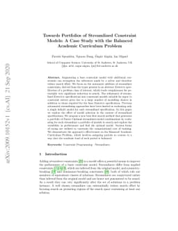 Towards Portfolios of Streamlined Constraint Models: A Case Study with
  the Balanced Academic Curriculum Problem