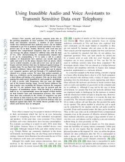 Using Inaudible Audio and Voice Assistants to Transmit Sensitive Data
  over Telephony