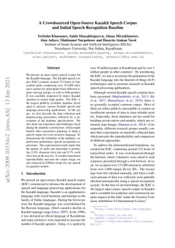 A Crowdsourced Open-Source Kazakh Speech Corpus and Initial Speech
  Recognition Baseline