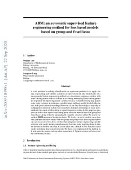 ABM: an automatic supervised feature engineering method for loss based
  models based on group and fused lasso