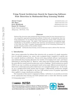 Using Neural Architecture Search for Improving Software Flaw Detection
  in Multimodal Deep Learning Models