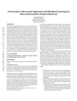 A Generative Adversarial Approach with Residual Learning for Dust and
  Scratches Artifacts Removal