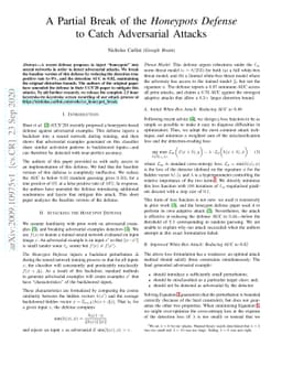 A Partial Break of the Honeypots Defense to Catch Adversarial Attacks