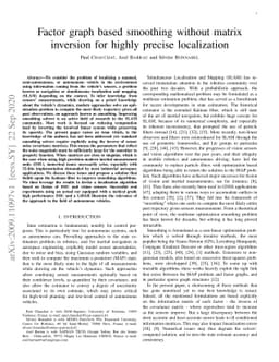 Factor Graph-Based Smoothing Without Matrix Inversion for Highly Precise
  Localization