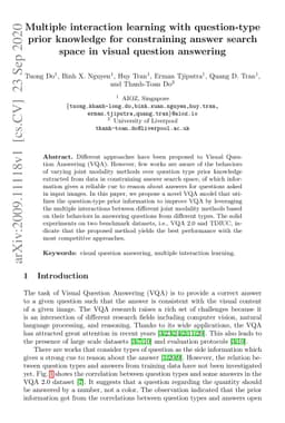 Multiple interaction learning with question-type prior knowledge for
  constraining answer search space in visual question answering