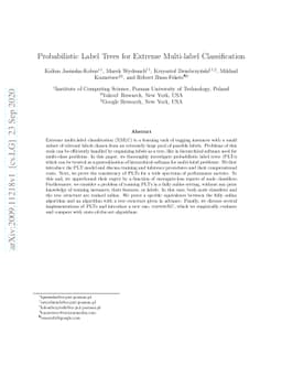 Probabilistic Label Trees for Extreme Multi-label Classification