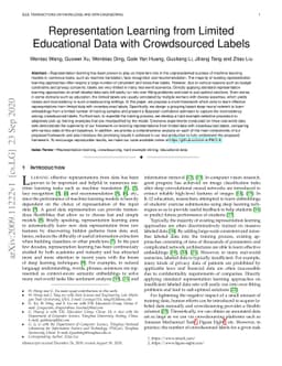 Representation Learning from Limited Educational Data with Crowdsourced
  Labels