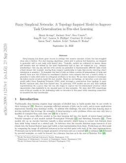 Fuzzy Simplicial Networks: A Topology-Inspired Model to Improve Task
  Generalization in Few-shot Learning